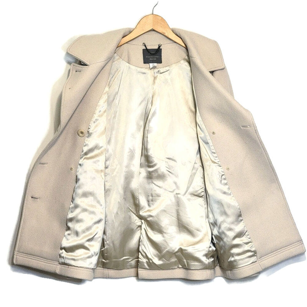J.Crew Stadium Cloth Wool Cream Peacoat Double Breasted Classic Winter Coat 10T - Picture 6 of 16